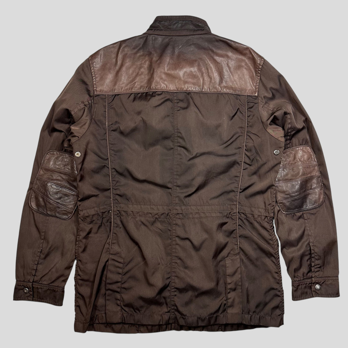 Prada Sport 2008 Nylon & Leather Hybrid Moto Field Jacket - IT54 (L) | Large, Brown