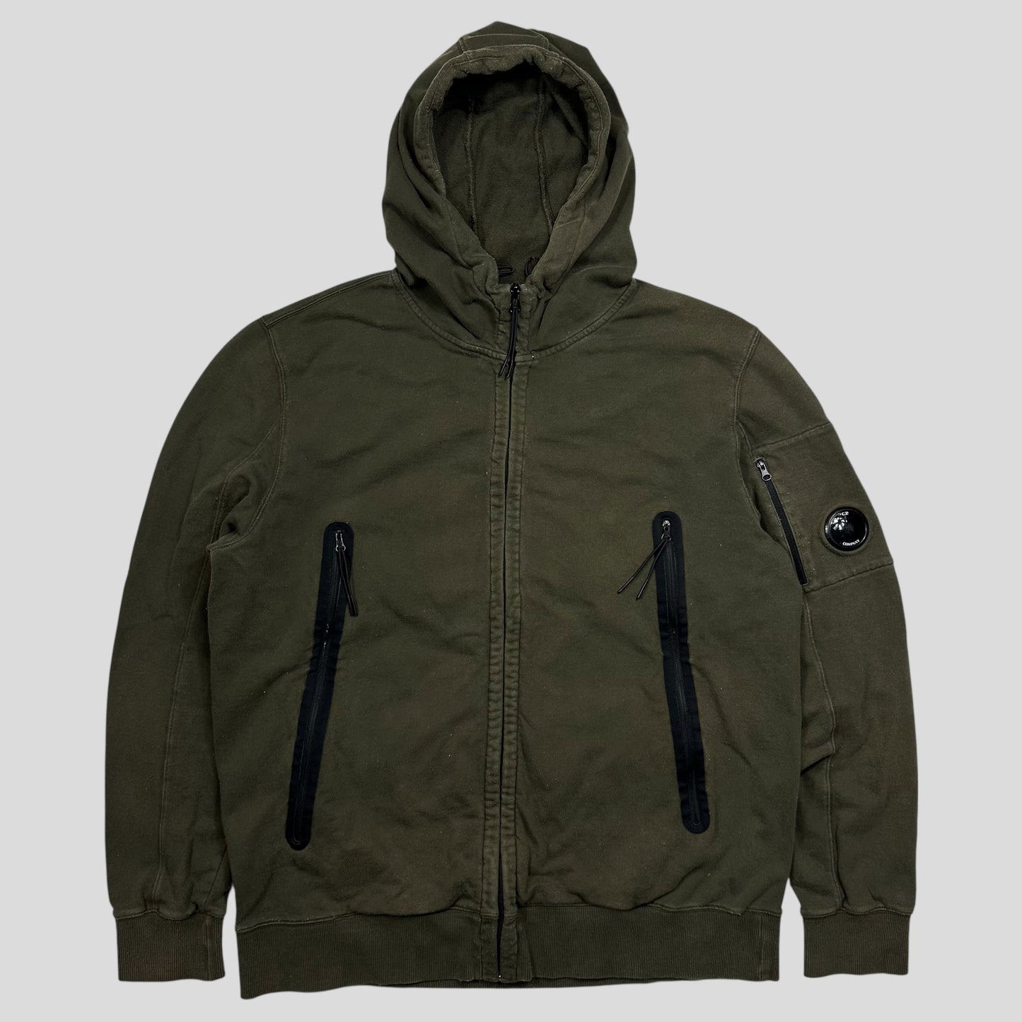 CP Company Big Pocket Zip-up Khaki Lens Hoodie - XL