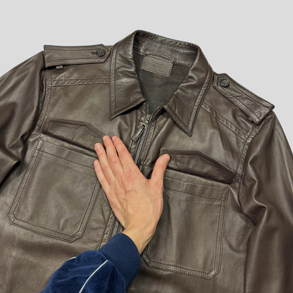 Prada Milano 00’s Nappa Leather Brown Military Field Jacket - IT54 (L)