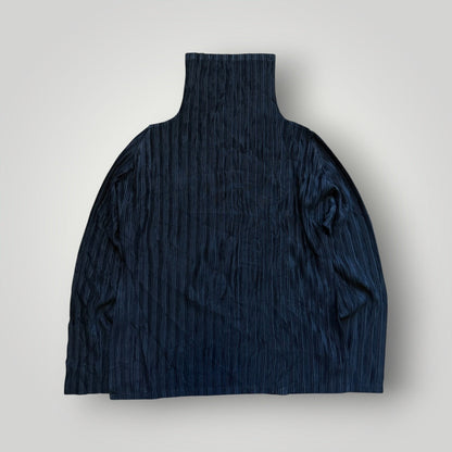 2000's Issey Miyake Pleats Please L/S High Collar Top 3 | O/S, Black