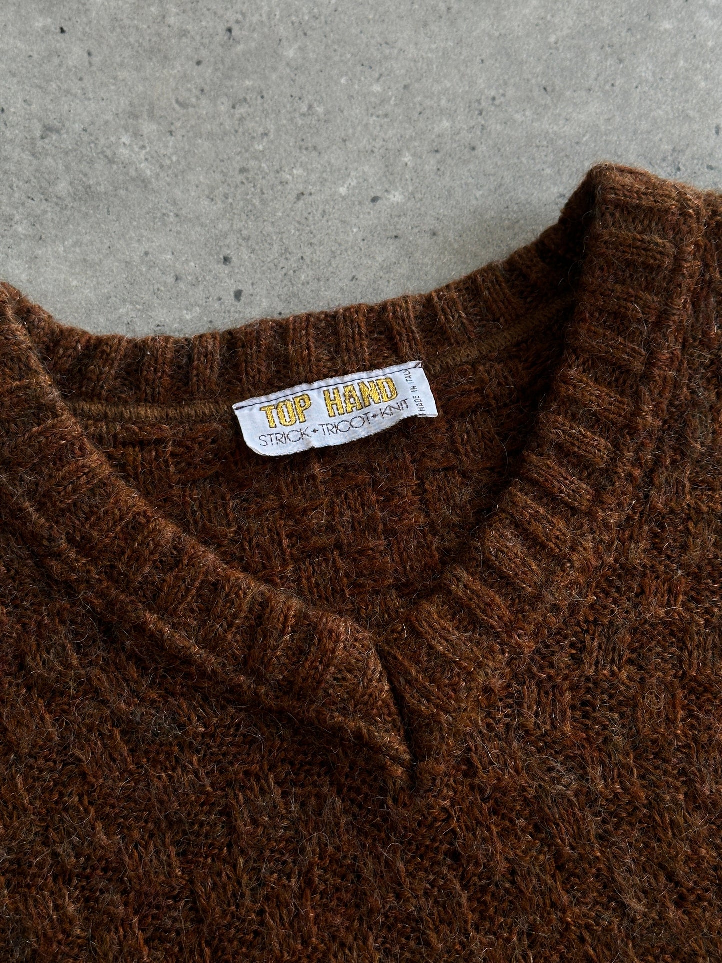 Italian Vintage Wool V Neck Knitted Jumper - M