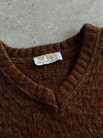 Italian Vintage Wool V Neck Knitted Jumper - M