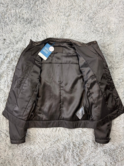Prada Milano 2011 Gabardine Nylon Leather Hybrid Biker Jacket - S/M | O/S, Black
