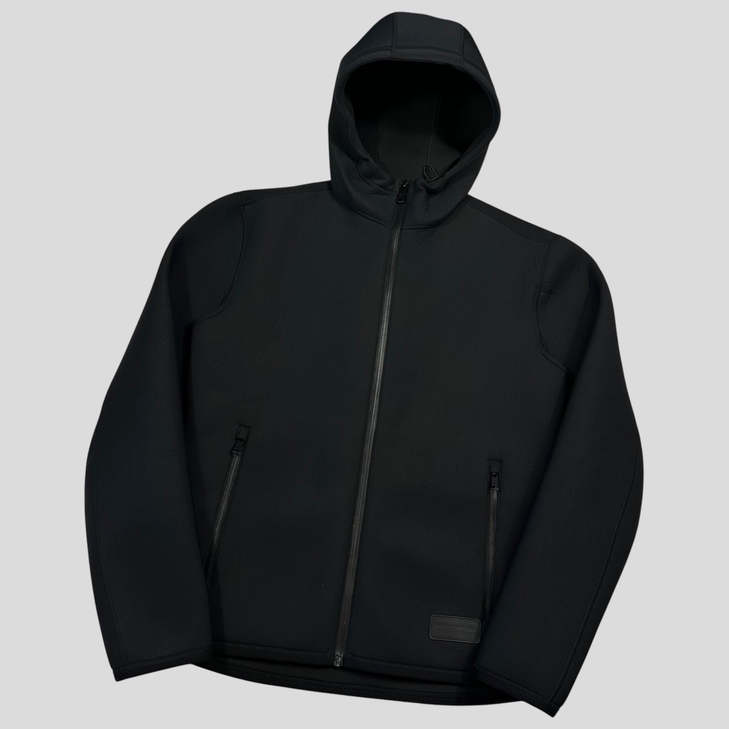 Prada Milano 2018 Technical Scuba Rubberised Race Logo Jacket - M | Default Title, Black