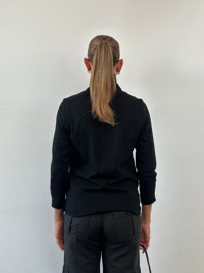 Helmut Lang Asymmetric High Neck Wool Belted Jacket - S