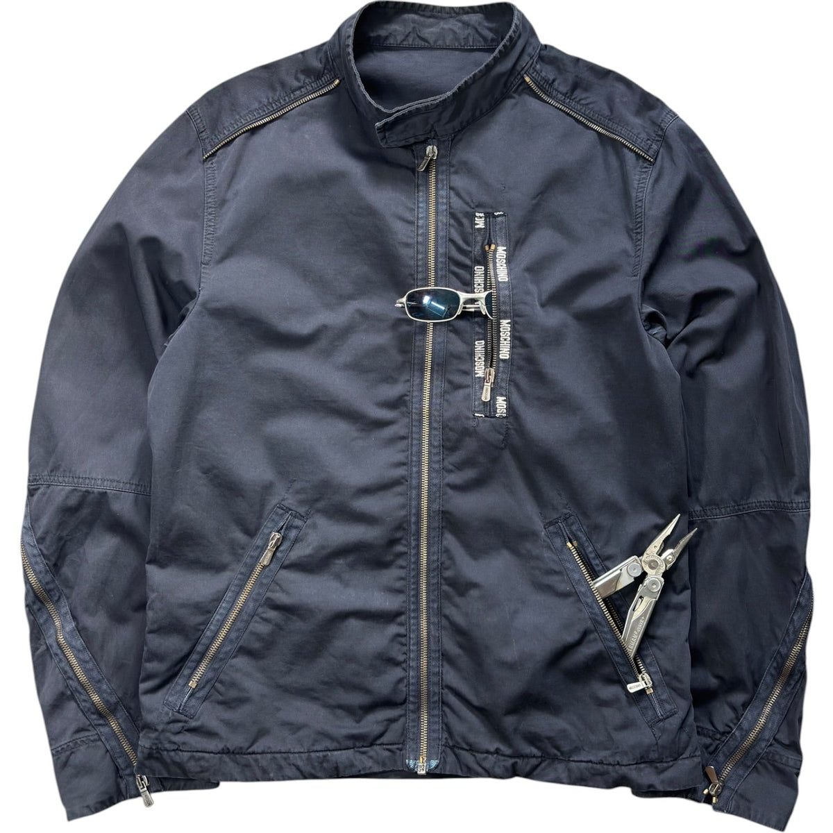 Moschino 00’s Sleeve Zipper Jacket M | Medium, Navy