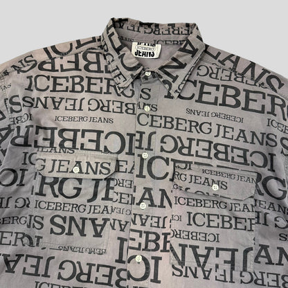 Iceberg Jeans 90’s Stash Pocket Spellout Shirt - L | Large, Grey