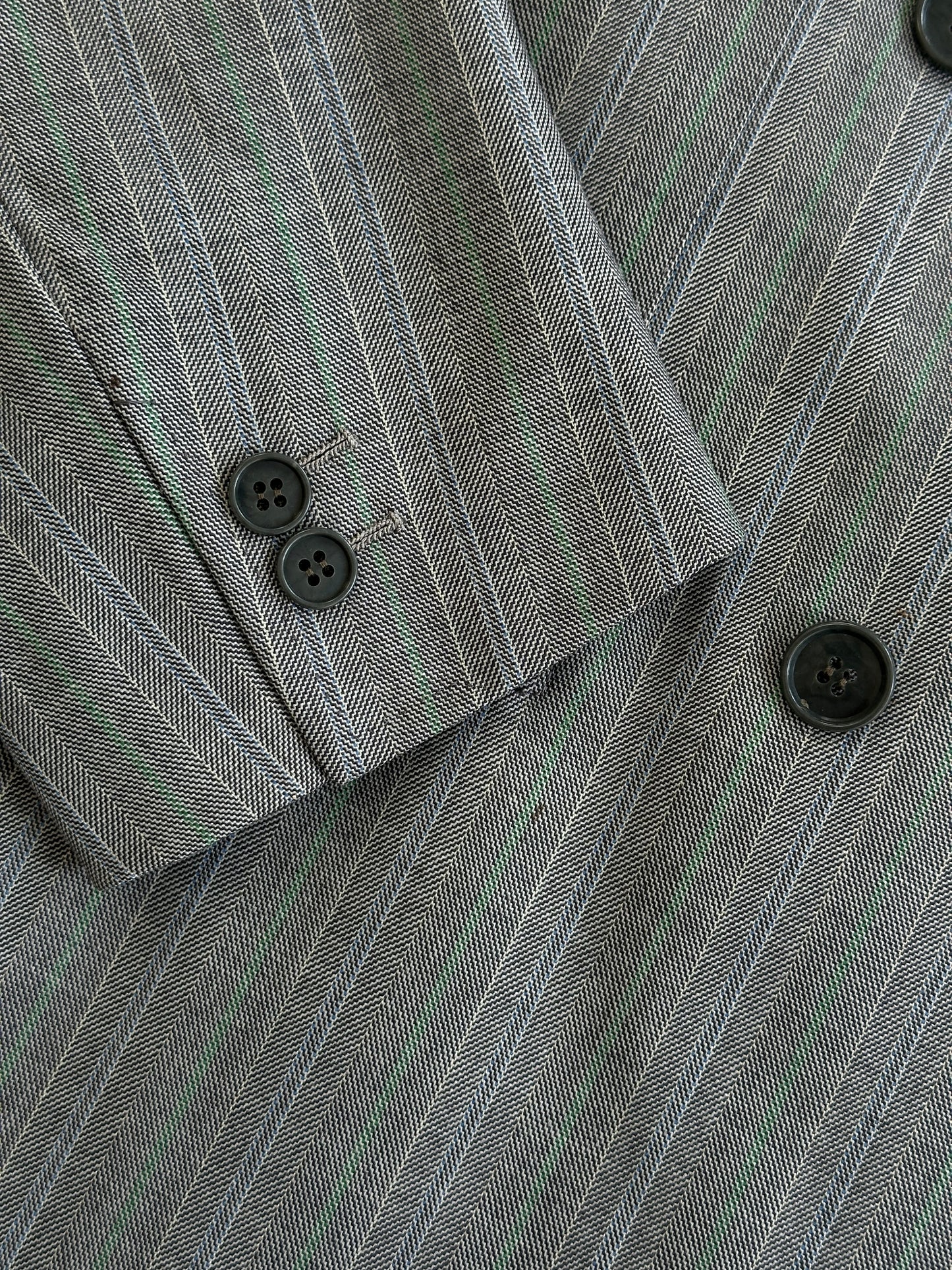 Italian Vintage Pure Wool Stripe Double Breasted Suit - 36R/W28