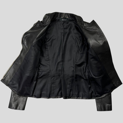 Gucci by Tom Ford 2003 GG Monogram Leather Belted Jacket - IT42