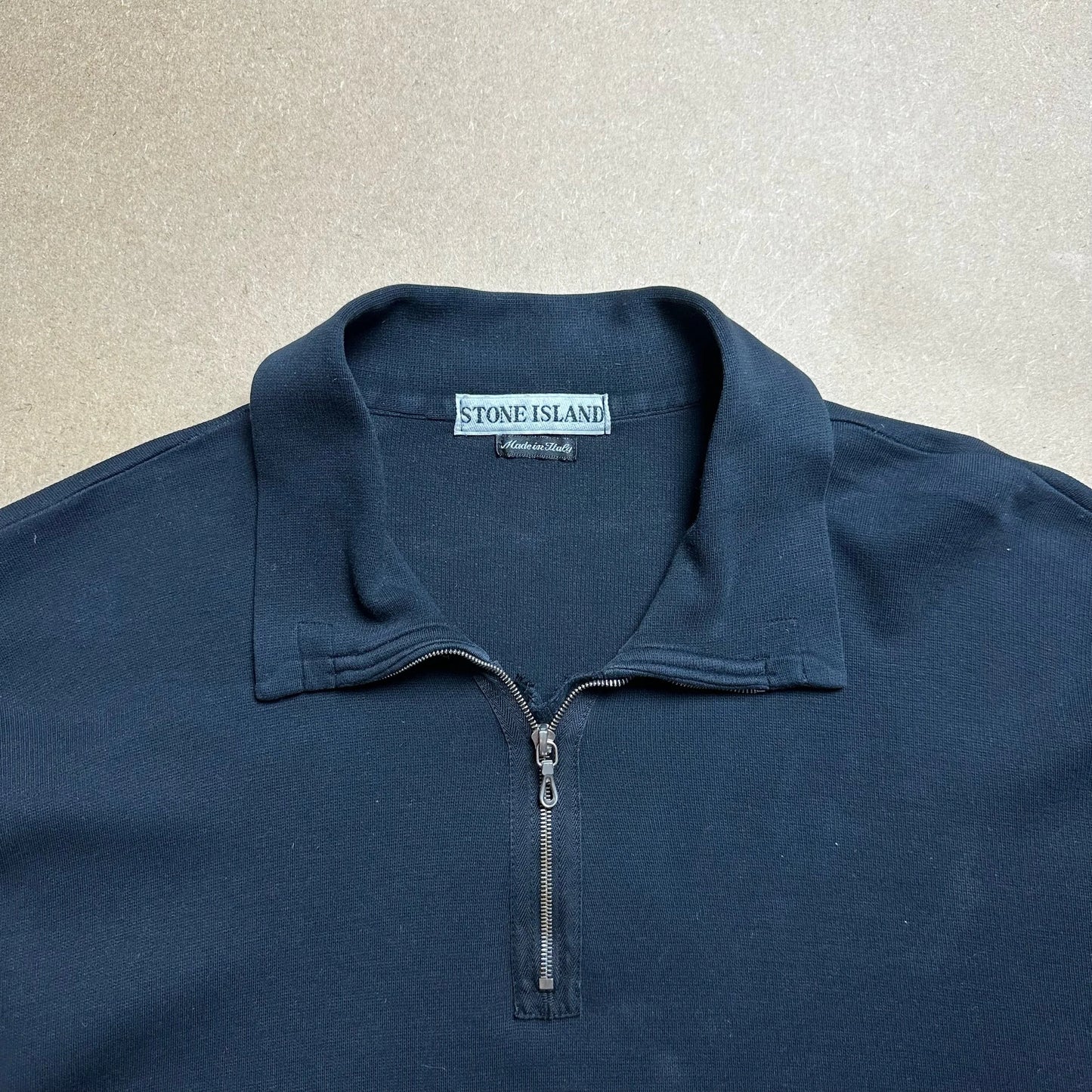 S/S 1997 Black Cotton Quarter Zip Sweater