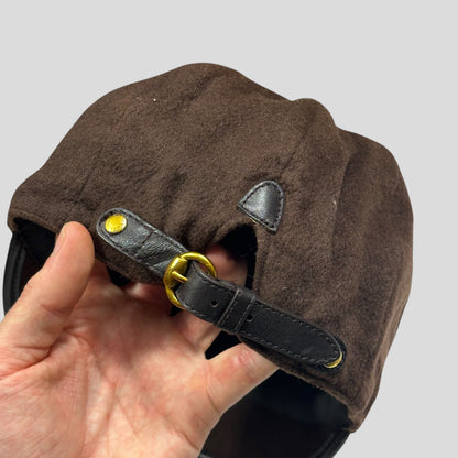 Gucci 00’s Cashmere Wool Leather Newsboy Jockey Hat - S/M | O/S, Brown