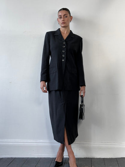 Jaeger 90s Pure Wool Two Piece Skirt Suit - M/W26