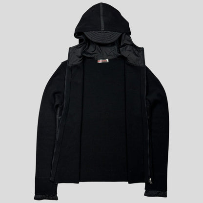 Prada Sport AW00 Ninja Hood Nylon Panel Tech Knit Cardigan - XS/S | Small, Black