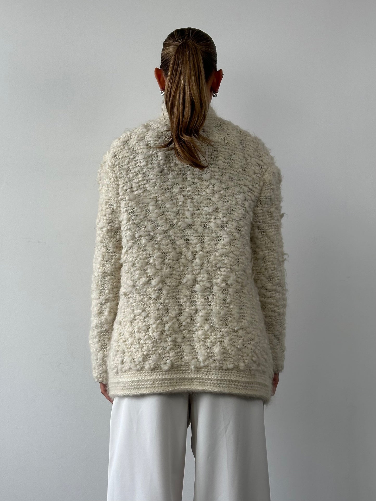 Vintage Wool Mohair Knitted Cardigan - XL