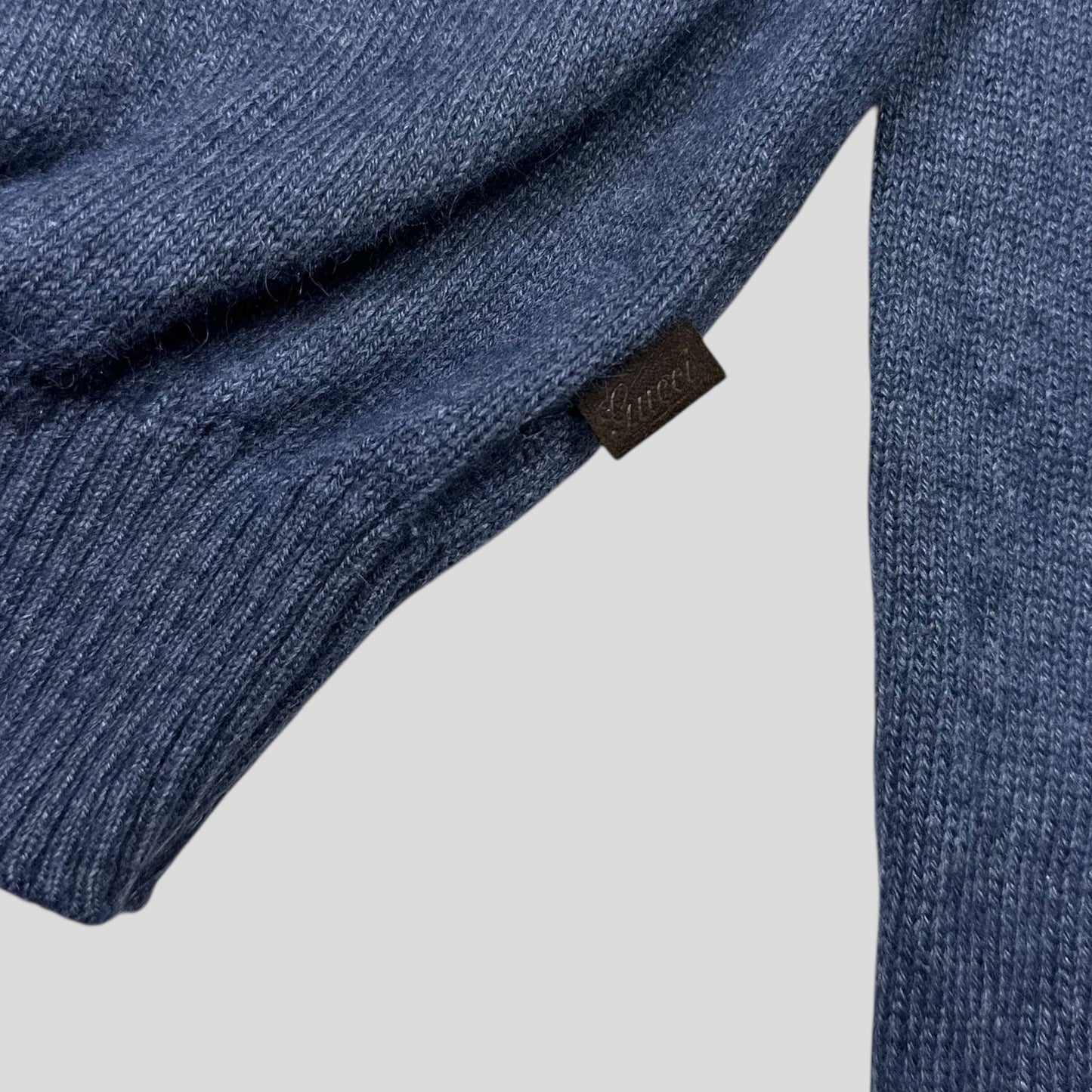 Gucci Mélange Alpaca & Angora Silk Lightweight Logo Knit Jumper - S | Default Title, Blue