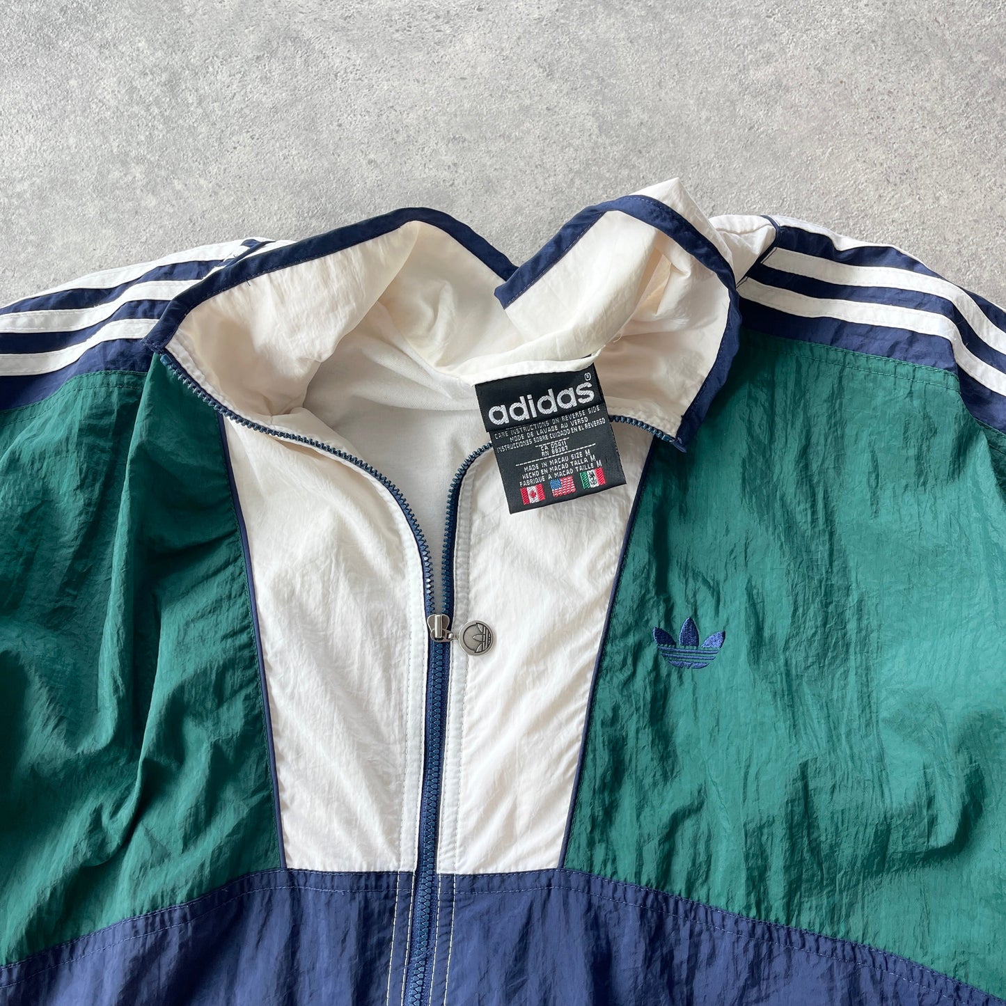 Adidas 1990s lightweight colour block embroidered shell jacket (M)