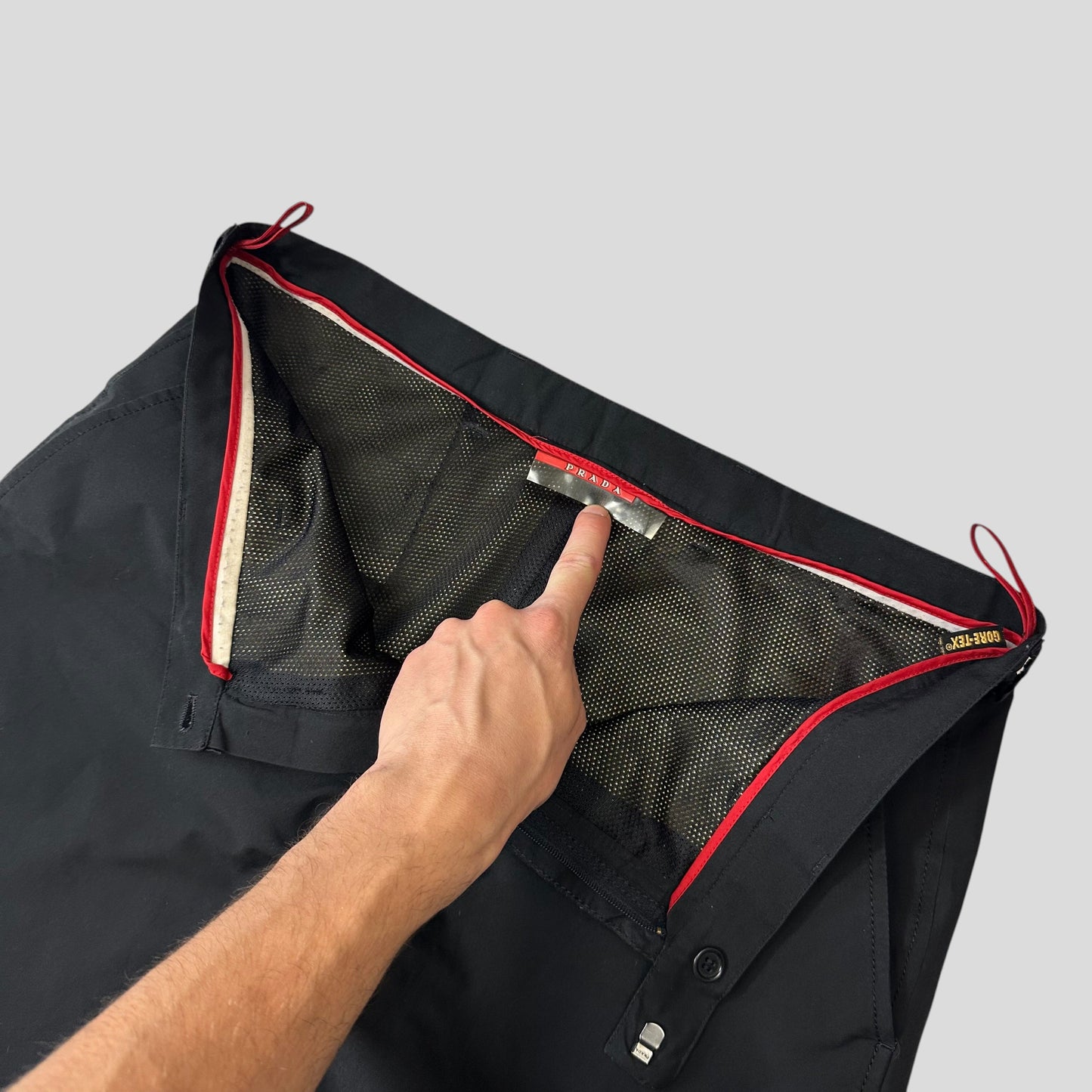 Prada Sport 00’s Goretex Black Mesh Lined Trousers - IT52 | Default Title, Black