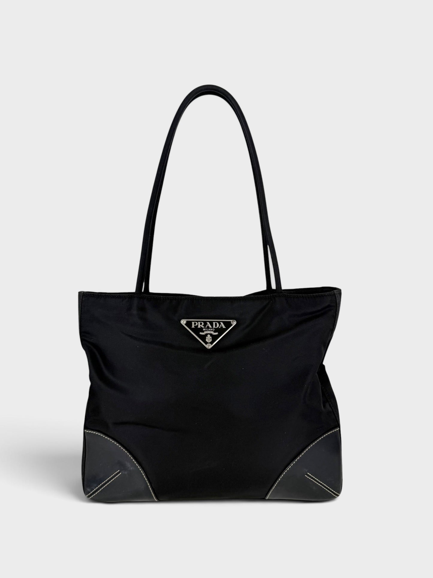 90s Prada Nylon Black Tote Bag | O/S, Black