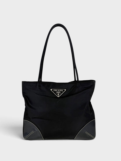90s Prada Nylon Black Tote Bag | O/S, Black