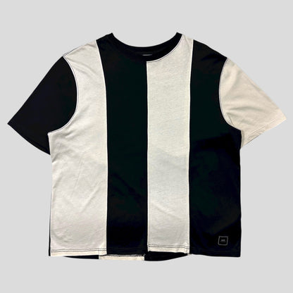 AMI Panelled Striped Heavy Cotton Logo T-shirt - XXL | Black