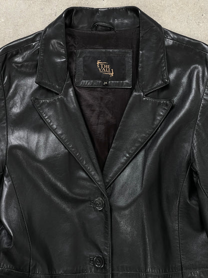 Vintage 1990s Floor Length Leather Trench Coat - S/M