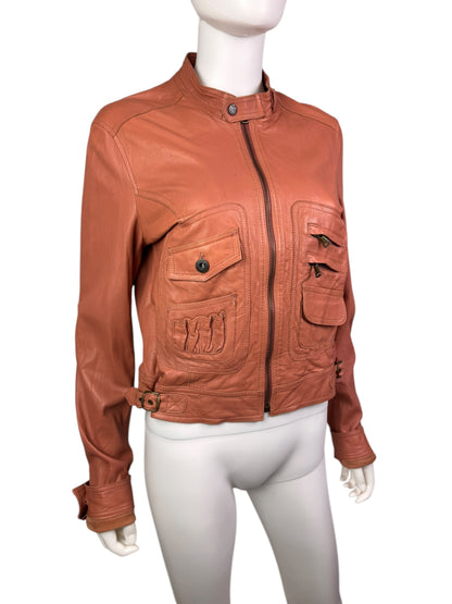 D&G 2000s salmon pink leather utility jacket | Salmon Pink, Salmon Pink