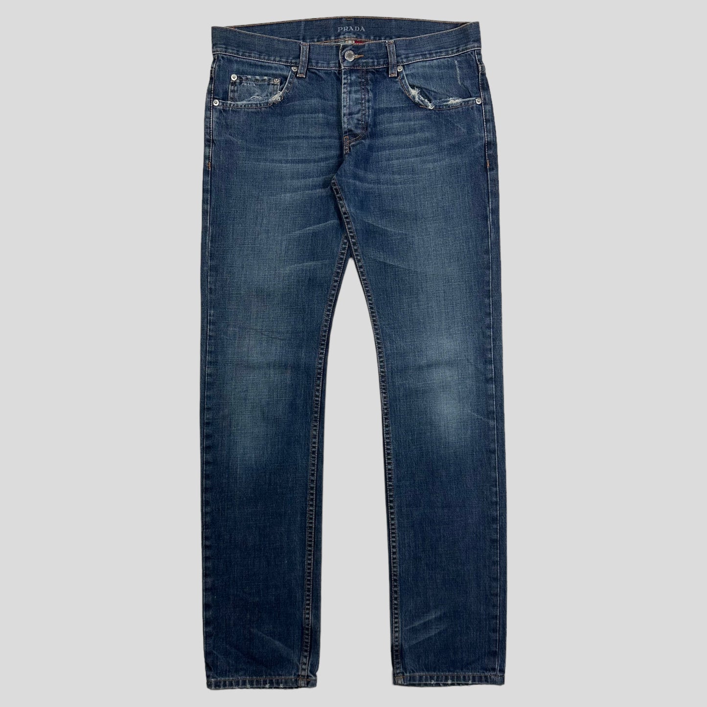 Prada Sport 2006 Blue Logo Denim Jeans - 32-34