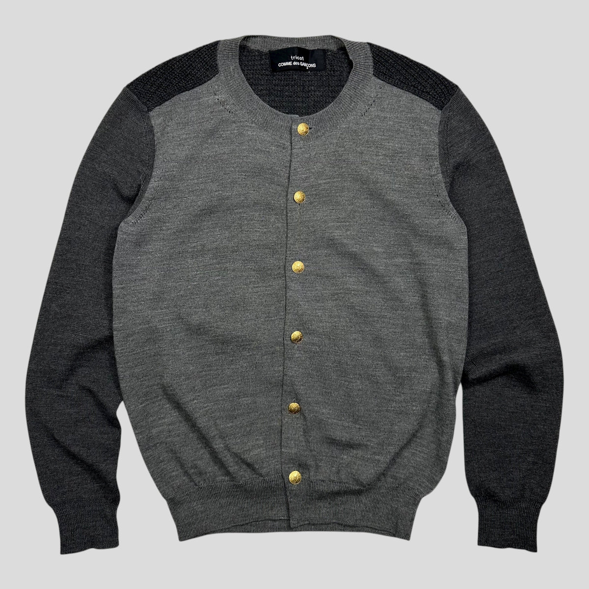 Comme Des Garçons Tricot 2011 Panelled Textured Cardigan - S | Grey