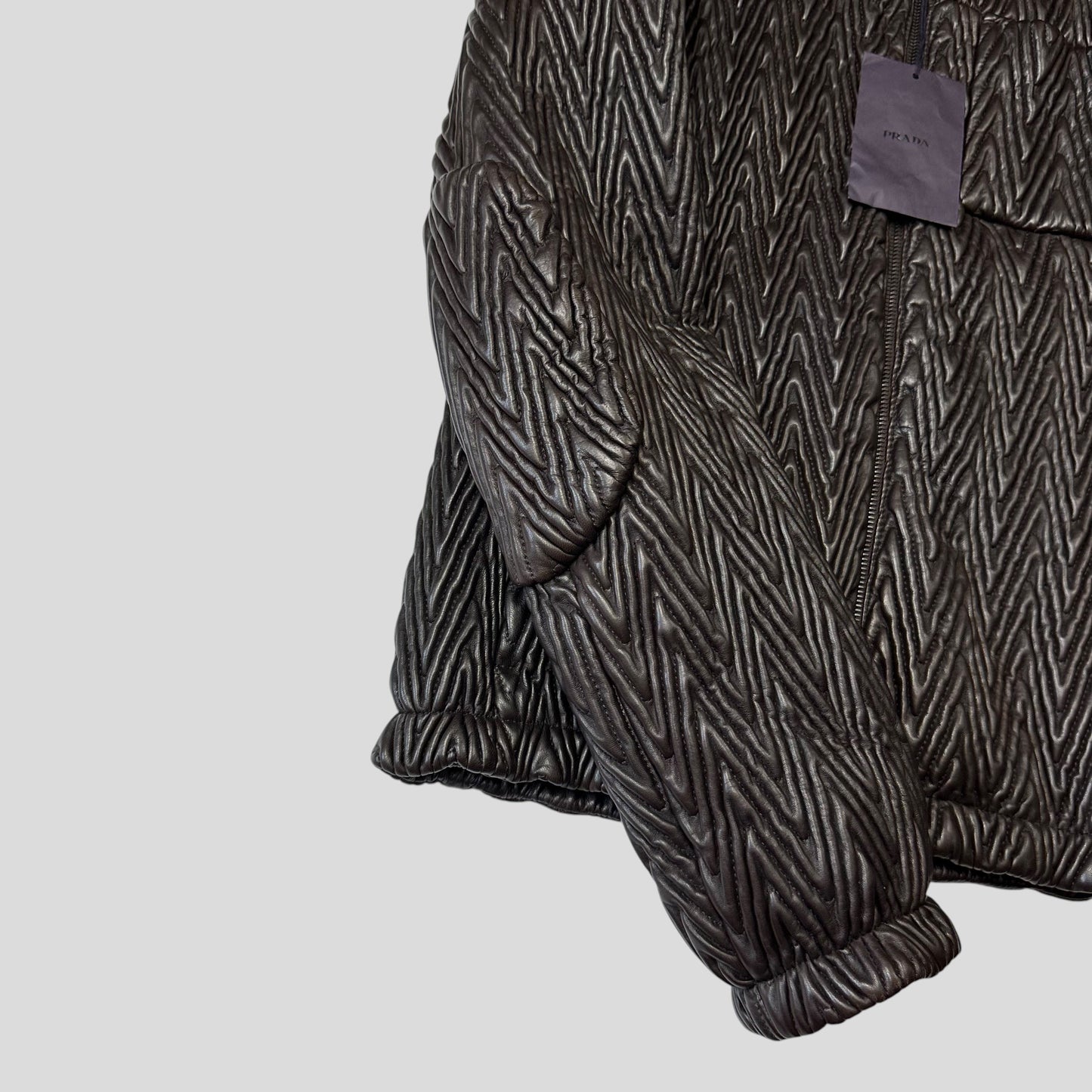 Prada Milano 2006 Runway 3D Ruched Leather Zigzag Jacket - IT48 | Default Title, Multicoloured