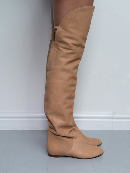CHLOÉ KNEE HIGH BOOTS (EU 39) | DEFAULT TITLE, Beige