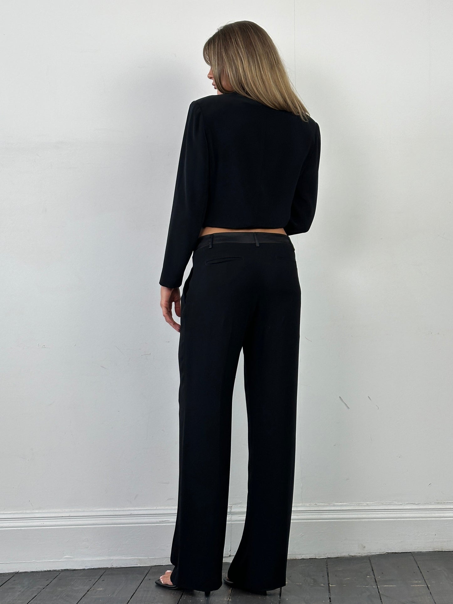 Valentino Low Waist Wide Leg Tuxedo Trousers - W32