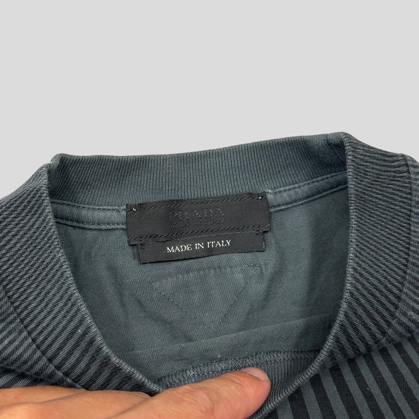 Prada Milano illusion stripe print logo T-shirt - S/M | O/S, Multicoloured