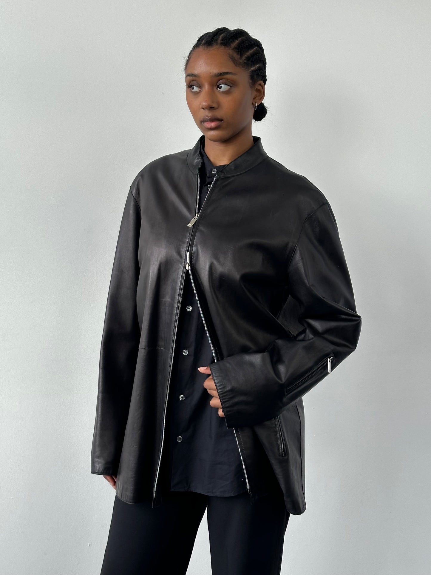 Emporio Armani 2000s Double Zip Leather Jacket - XL
