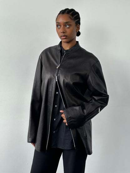 Emporio Armani 2000s Double Zip Leather Jacket - XL