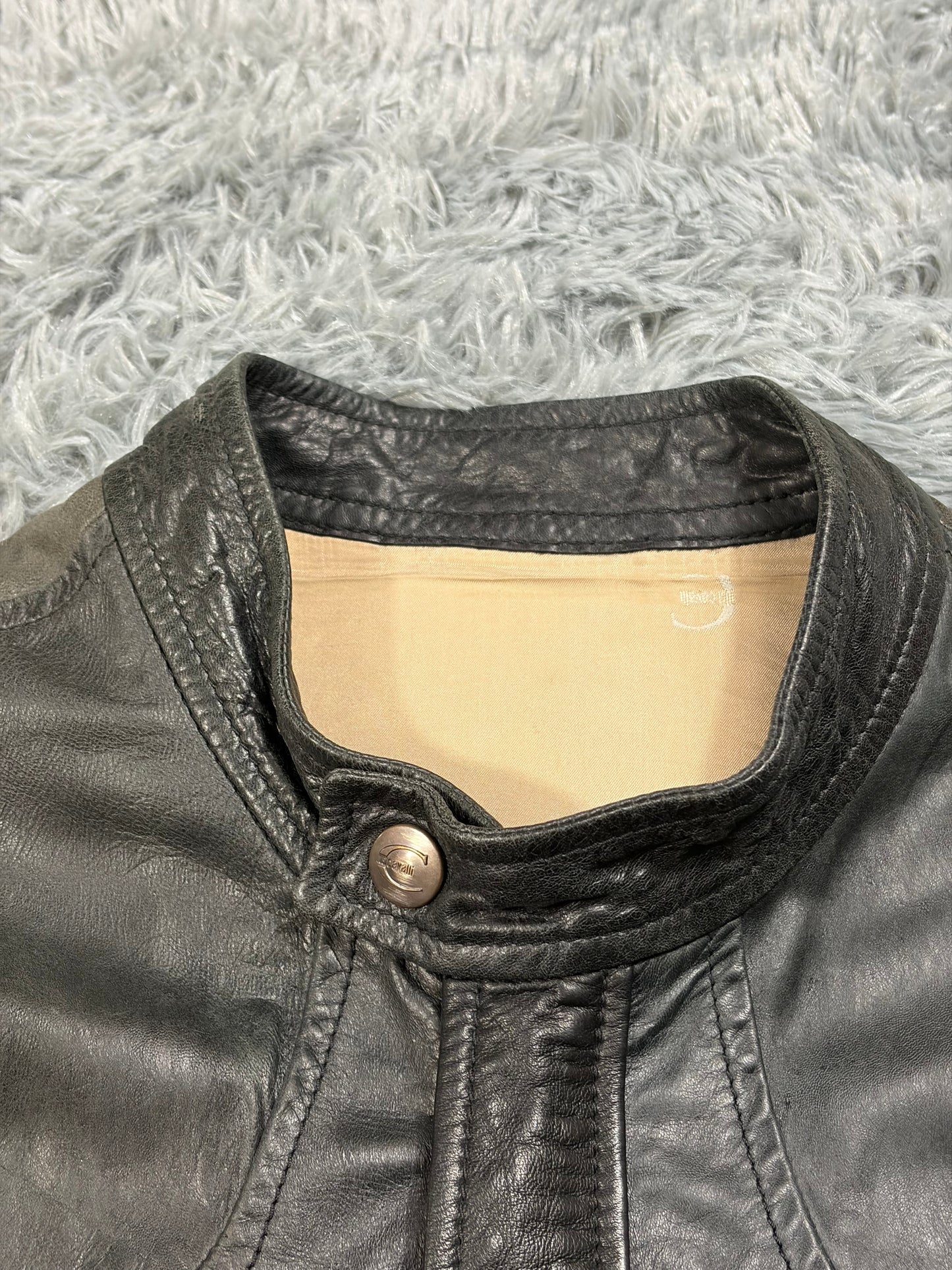 Just Cavalli SS07 Leather Weathered Bondage Jacket - L | O/S, Multicoloured
