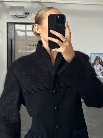 Italian Vintage 1990s Mohair Wool Contrast Panel Jacket - M