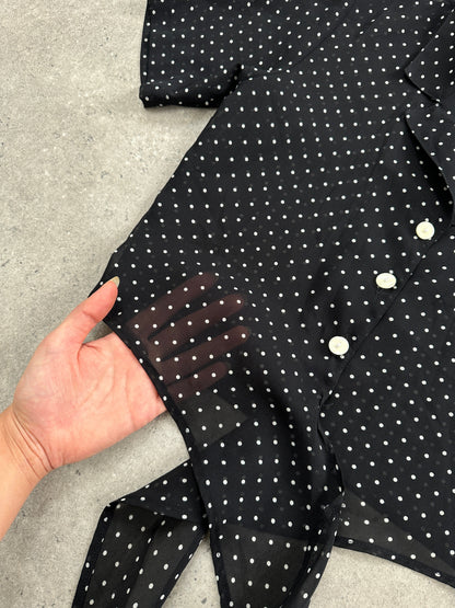 Italian Vintage 2000s Polkadot Sheer Tie Top - S