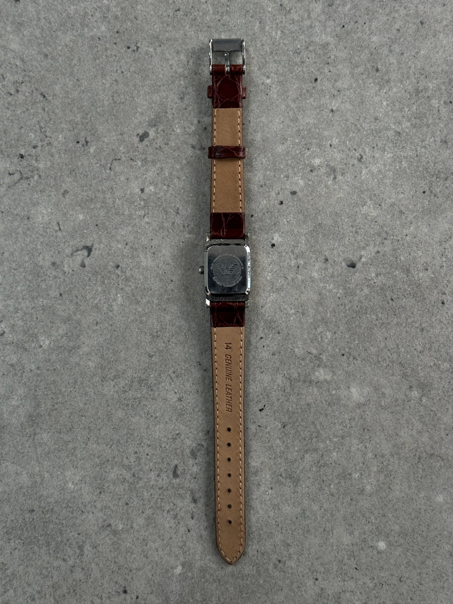 Emporio Armani 1990s Stainless Steel Leather Watch