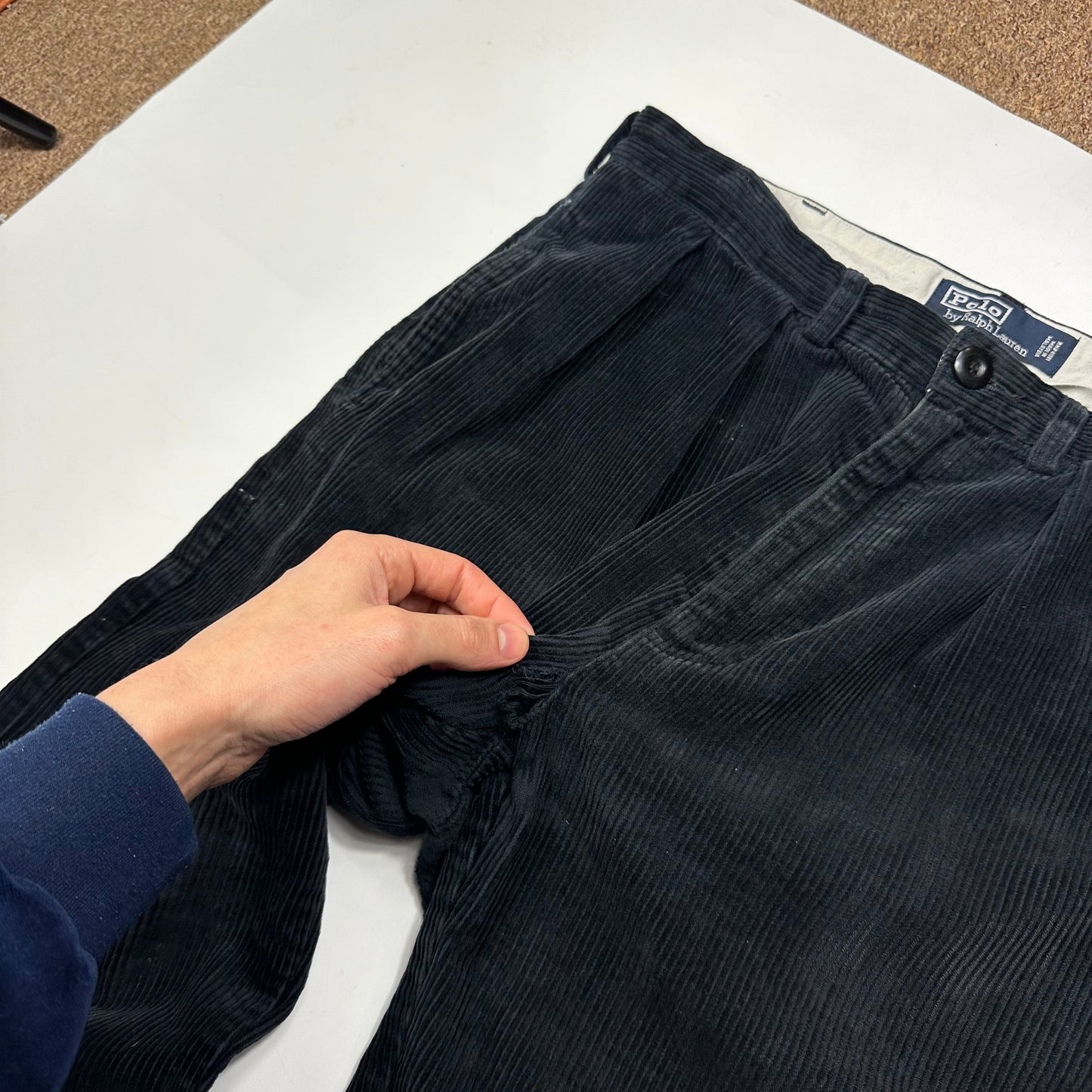 Ralph Lauren 90’s Polo Jumbo Corduroy Baggy Andrew Trousers - 34 | Default Title, Black