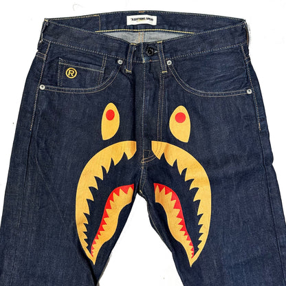 Bape Shark Head WGM Jeans (S / W30) | W30, Dark Blue