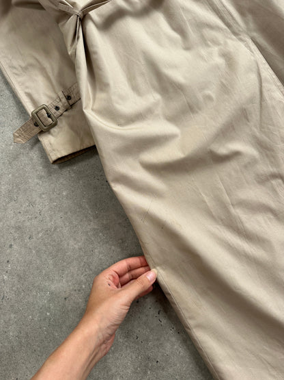 Yves Saint Laurent Pour Homme 1980s Cotton Double Breasted Belted Trench Coat - XL