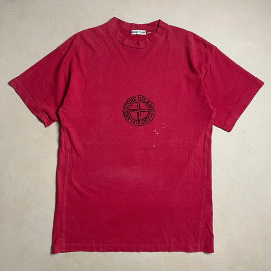 S/S 1985 Ruby Red Centre Compass Logo Smoke Stencil Graphic