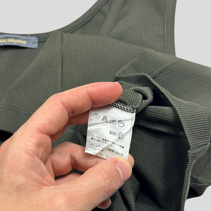 Issey Miyake 80’s Brush Tag Ribbed Pleated Vest - S | Medium, Green