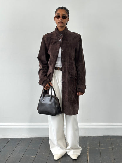 Vintage 1990s Suede Trench Coat - L