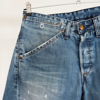 levi's engineered distressed twisted denim jeans | O/S, Red