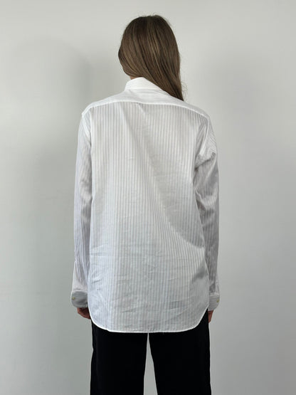 Italian Vintage Pure Cotton Stripe Wing Collar Shirt - L