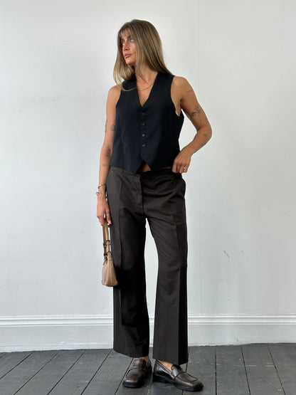 Max Mara Virgin Wool Straight Leg Mid Waist Trousers - W32