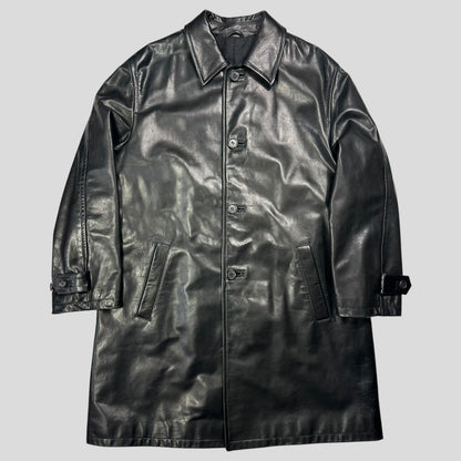 Prada Milano AW98 Wool Lined Gloss Leather Matrix Trench Coat - IT50 | Default Title, Black