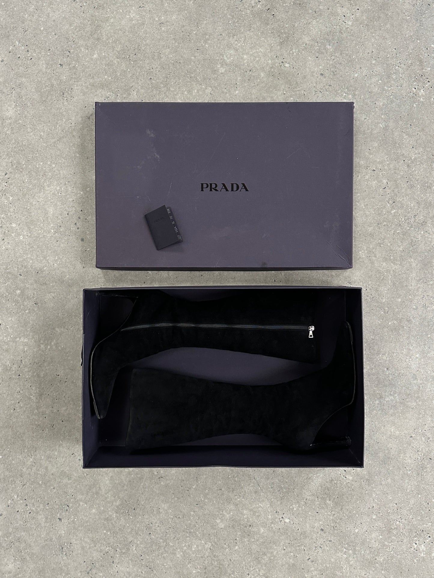 Prada 2000s Suede Square Toe Heeled Knee Boots - UK 7.5 / EU 40.5