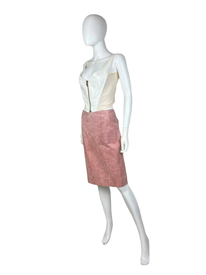 Hennes 1990s pink leather snakeskin skirt